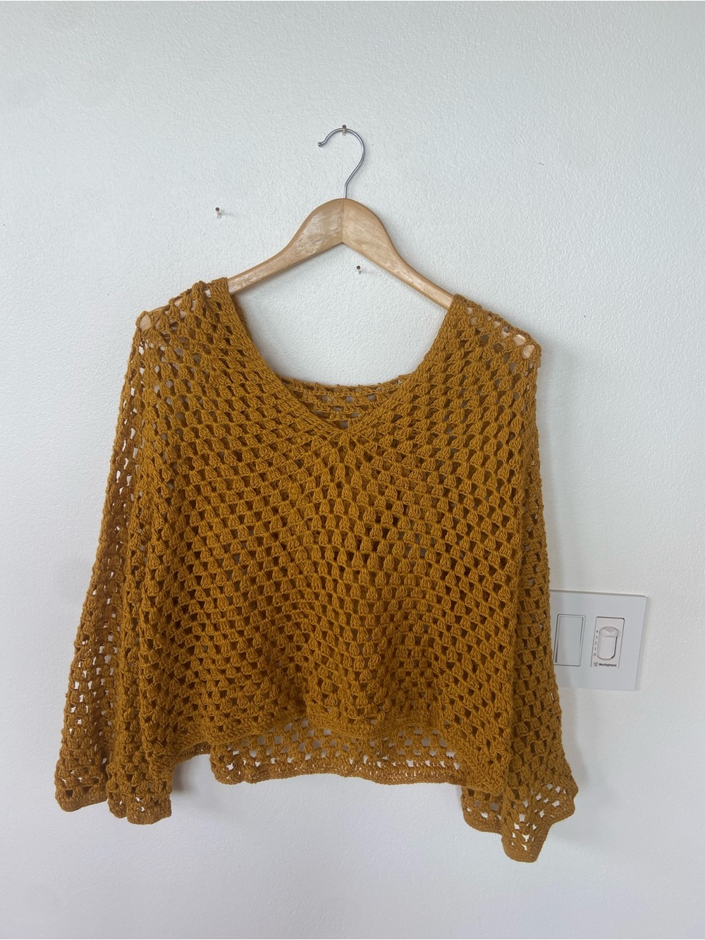 Hand crocheted hooded sweater